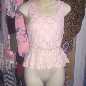 Pink peplum lace top